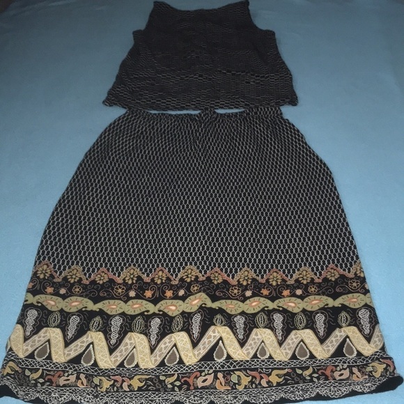 SECRET button up tank top matching button up skirt elastic waistband size S - Picture 4 of 6